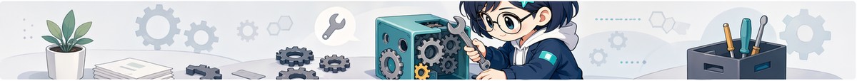 エラーの原因を直すミラの横長イラスト
